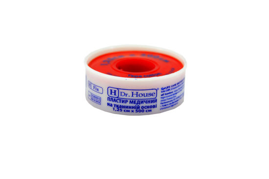 Світлина Пластир медичний H Dr. House на тканинній основі 1.25 см х 500 см (пластикова упаковка)